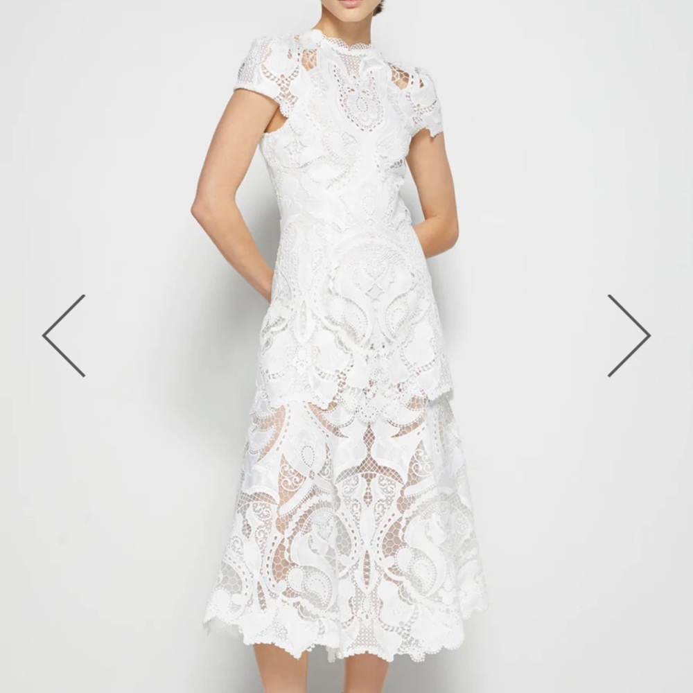 Jonathan Simkhai Signature Laura Lace Appliqué Midi Dress in White